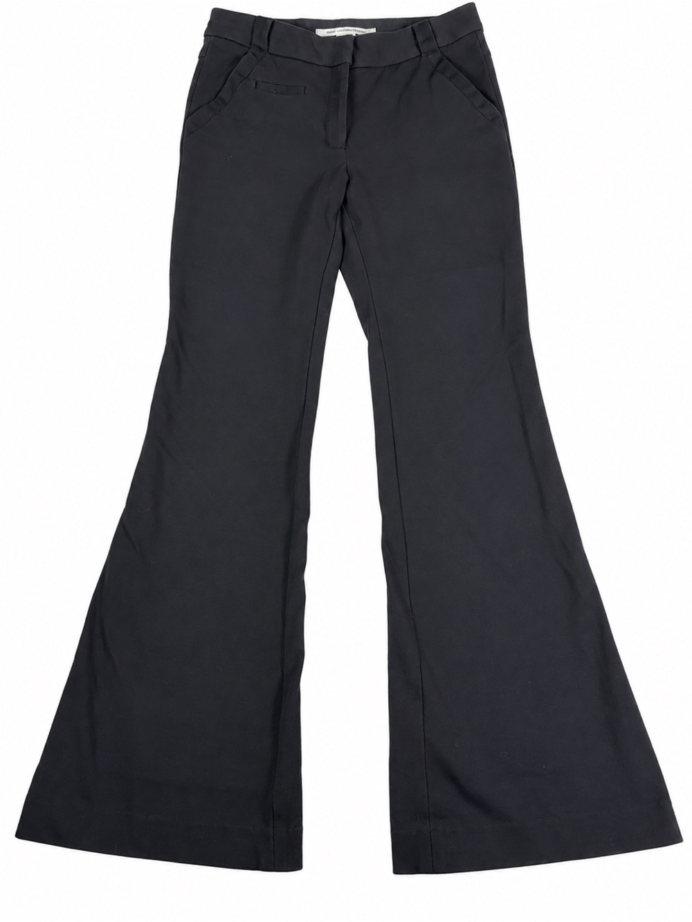 Diane von Furstenberg DVF Black Flare Pants Stretch Cotton Size 6